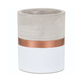 Vaso Cachepot Branco e Rose Gold em Cimento (G) - 13 cm - Ela Decora